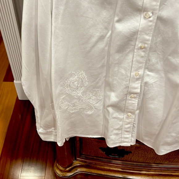 Lauren Ralph Lauren women’s long sleeve partially embroidered white shirts - Picture 3 of 6